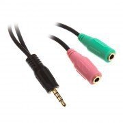 InLine® Audio Headset Adapterkabel, 3,5mm Klinke Stecker 4pol. an 2x 3,5mm Klinke Buchse, 0,15m - 3