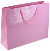 Shopping Bags Direct Large Landscape Baby Pink Gloss Laminated Matching Rope Handles Gift Bags 43 x 33 x 13