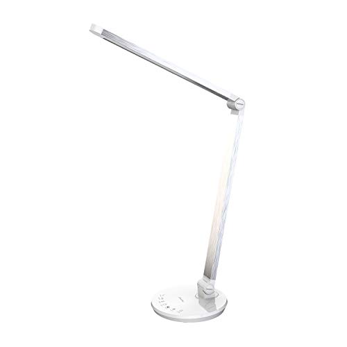ZoeeTree L7 Lámpara de Mesa Plegable LED Flexo de Escritorio (11W, 4 Modos, 5 Niveles de Brillo, Puerto de USB para Cargar, Control Táctil, Bajo Consumo de Energía)(Sliver)