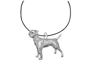 PRIDEINDETAILS Border Terrier PP-D02 Dog English Pewter on a Black Cord Necklace Handmade 41CM