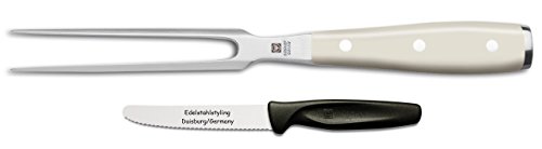 Wüsthof CLASSIC IKON Crème Fleischgabel - 4414-0 / 16 cm + Edelstahlstyling Universalmesser im Set