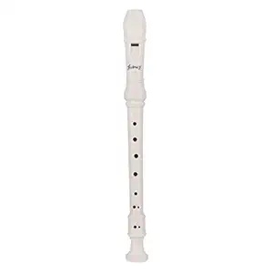 JUAREZ Clar Descant German Style 8 Holes Soprano Recorder Flute with Cleaning Rod Suitable for School Ensembles | Home Practice | Music Classes | Gift, White with Cleaning Rod & Case