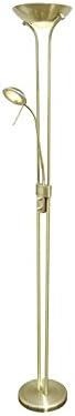 LED floor lamp 18 W with 5 W Color Reader Leather/Antique Gold