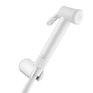 Ruhe PVC Plain White Health Faucet with ABS 1.0 Meter Flexible Hose Pipe with Hook (White Colour)