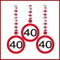 40 Geburtstag Deko Rotorspiralen mit Zahl 40 3er Set Hängende Dekoration zum 40er Geburtstag Party oder andere Anlässe