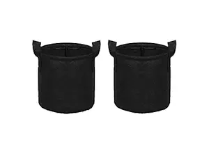 Vapor Non-Woven Fabric Grow Bags, Black, Ideal for Terrace Garden, Light Weight (9 x 9 Inch, Pack of 2)