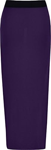 Ladies Elasticated Full Length Stretchy Jersey Womens Plain Maxi Skirt (XXXL (22-24), Purple)