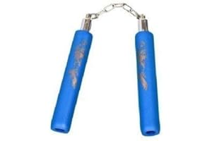 Playwell Enfants 8 Pouce Nunchaku Mousse avec chaîne - Tout Bleu