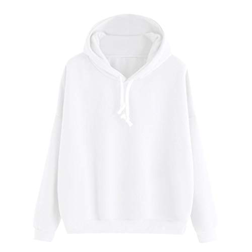Covermason Sweater Femme Automne Hiver Tops À Manches Longues Veste Manteau Couleur Unie Sweats Encapuchonné Sweat-Shirt À Capuche Chemisiers Pull Sweatshirts Sweats de Hoodie (Blanc, M)