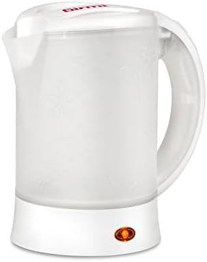 Girmi BL04 Bollitore da Viaggio, Capacità 0,6 Litri, 600 W, 2 bicchieri inclusi, Caraffa graduata, Bianco