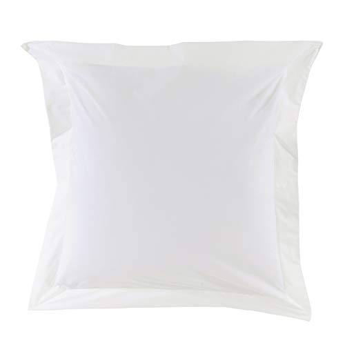 Essix - Taie d'oreiller Royal Line Percale de Coton Blanc 65 x 65 cm