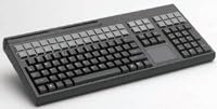 Cherry Electronics G86-71401EUADAA LPOS Keyboard with Touchpad, USB Interface, Qwerty US Key Layout, 17.4" W x 7.2" D x 1.3" H, Black