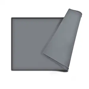 EIOKIT Dog Food Mat, Silicone Waterproof Dog Cat Food Tray,Non Slip Pet Bowl Mats Placemat, Size: M(18.5