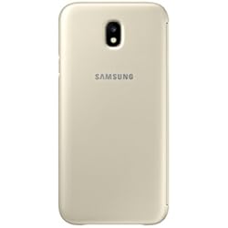 Samsung Wallet Cover - Funda con Tapa Galaxy J7 2017, Color Dorado- Versión española