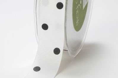White with Black Polka Dot 25mm Ribbon on a 3m Length (N.B. this is a cut from a roll)