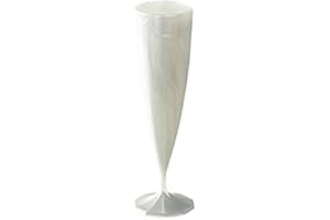 Adiserve 10 flûtes à champagne plastique réutilisables 13 cl (Blanc)