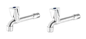 LAYSAN Triangle Stainless Steel TAP with Brass Disk Long Body taps for Bathroom taps for Kitchen taps Quarter Turn tap with Foam Flow Chrome Finish (with Wall Flange and Teflon Tape) Set of 2