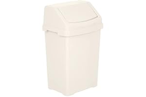 JMS we create smile Plastic Swing Lid Bins Recycle Waste Dust Bin 8/25 /50 L Home Kitchen Office (Soft Cream, 8 Litre)