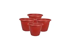 Halsey Clean Home Round Virgin Plastic Modern Design Durable Plastic Plant Pot for Gardening (Pack of 4) (POTS ONLY, XSMALL-06 INCH)