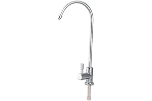 HEEPDD Rubinetto filtro Acqua Potabile, 1/4 '' Acciaio Inossidabile Rubinetto della Cucina Collo Cigno Lungo Cromato Rubinetti del Miscelatore Adatto ai Sistemi Filtraggio dell'acqua e Sistemi Osmosi Inversa