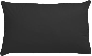 Luxury Polycotton Pair of Plain Pillowcase, 49cm x 74cm - Black, Pack of 2