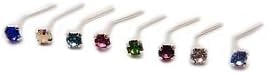 FULL SET OF 8 DIFFERENT COLOUR CZ JEWEL STERLING SILVER NOSE STUDS