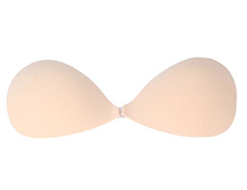 DODOING Frauen BHs Push Up Rückenfreie Klebe-BH Wiederverwendbare Unsichtbare Trägerloser Demi-BH mit dem selbstklebendem Push-Up und Tunnelzug - 4