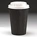 Produktbild 12oz schwarz Ripple Einweg Heiße Getränke Takeaway Kaffeetassen (10 Tassen mit SIP Deckel)