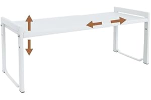 ZENMAARKET Étagère Cuisine Extensible 35-66 cm - Rangement Épices Cuisine Réglable et Empilable pour Comptoir,Réglable pour Placard,Étagère d'armoire extensible - Solution de Stockage Culinaire(1 paquet blanc M)