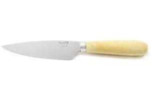 PALLARES SOLSONA - Cuchillo Cocina Hoja Ancha 11 cm con mango redondo de madera de Boj - ACERO CARBONO