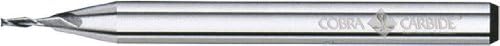 Cobra Carbide 26408 Micro Grain Solid Carbide General End Mill, Uncoated (Bright) Finish, 2 Flute, 30 Degrees Helix, Ball Nose End, 0.012" Cutting Length, 0.007" Cutting Diameter (Pack of 1)