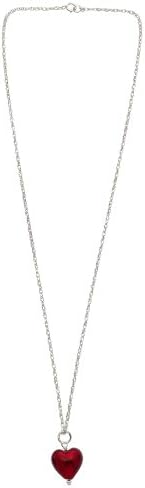 Bellissi Murano Venezia Murano Glass Small Caramella Red Heart Pendant on Sterling Silver Chain of Length 46.0 cm