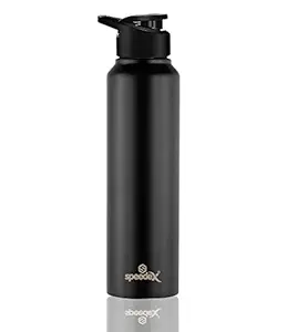 Speedex Stainless Steel Fridge Water Bottle/Refrigerator Bottle/Thunder with Sipper Cap(Pack of 1, Black Colour, 1000 ml)