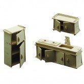 Wood Craft Assembly - Kit Meuble de Cuisine Miniature en Bois pour Maison de Poupées Echelle 1/12ème pour 6 Ans et Plus