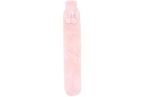 SHIRAZO Extra Long Hot Water Bottle with Cover 2L Soft for Kids, Hose Hot Water Bottle for Neck and Shoulder, 73 x 13cm Neck Hot Water Bottle with Cover Warmer (Pink)