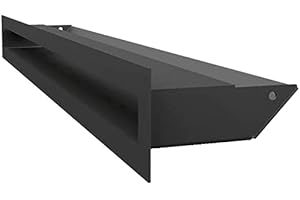 KRATKI griglia di ventilazione AIR | Griglia aria calda 6 x 60 cm | Nero | Griglia di scarico per ventilazione camino | Presa d'aria con un angolo di 45 gradi | resistente al surriscaldamento