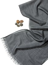 Preisvergleich Produktbild Fransenschal Woll-Etamine, anthrazit, 100% Wolle, 180x45cm