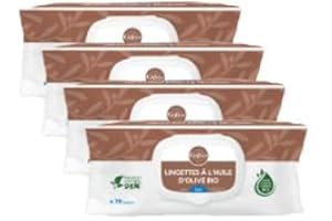 Gifrer Lingettes Nettoyantes à l'Huile d'Olive Vierge Lot de 3 x 70 Lingettes + 1 Paquet Offert