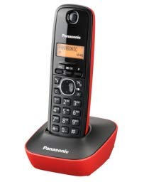 Panasonic KX-TG1611 - Teléfono fijo inalámbrico (LCD, identificador de llamadas, agenda de 50 números, tecla de navegación, alarma, reloj), color Rojo