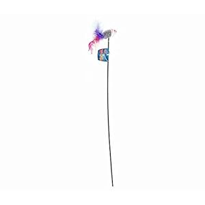 Trixie Caña de Juegos para Gatos con ratón de Peluche, Plumas y Gato, 50 cm