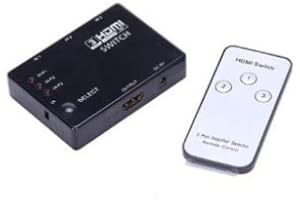 OUTLETISSIMO® Switch HDMI 1080p 3 en 1 Puerto Full HD TV Adaptador Divisor con Mando a Distancia