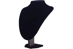 MINGZE Jewelry Display Stand, Black Velvet Necklace Pendant Chain Bust Display Holder Stand, Measures 29cm height, 21cm width