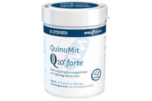 MSE PHARMAZEUTIKA GMBH MSE Pharmazeutika QuinoMit Q10 forte Kapseln 100mg hochdosiert Kaneka Coenzym Q10 (90 Kps) reduziert, atmungsaktiv, vegan, Dr Enzmann
