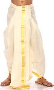 Cotton &amp; Silk Mixed White Color Dhoti (Men's Wearing Cloth) by Imported from India