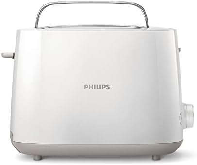 Philips Tostapane - 2 Fette, 8 Impostazioni, Scongelamento e Scalda Brioche Integrato, Leva di Sollevamento, Auto Spegnimento, Bianco (HD2581/00)