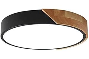 minifair Round Tri-Colour LED Ceiling Light with Dimming Function for Flush-Mounted Mounting, Black, 12 Inches