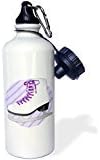 Liandun Figure Skating Gifts-Purple Ice Skate on Stripes Sports Water Bottle, 21oz, White