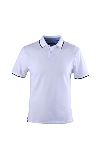 0108Voray Ga Polo básico Hombre algodón Granito Tips Cuello y Mangas (Blanco, m)