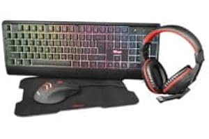DI IDOR STORE Pack Gaming 4 en 1 - Juego de teclado iluminado RGB - Auriculares de ratón - Alfombrilla para juegos - Diseño italiano
