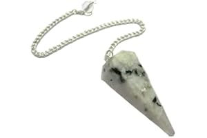 CRYSTALMIRACLE Hermoso arco iris Piedra Lunar dowser péndulo de cristal regalo de curación, Reiki Wellness metafísica energía positiva potente paz de mente